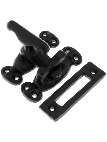 Medieval Iron Casement Window Latch In Matte Black.
